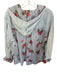 We The Free Size M Blue & Red Cotton Hood Flowers Striped Button Down Jacket Blue & Red / M