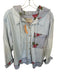 We The Free Size M Blue & Red Cotton Hood Flowers Striped Button Down Jacket Blue & Red / M