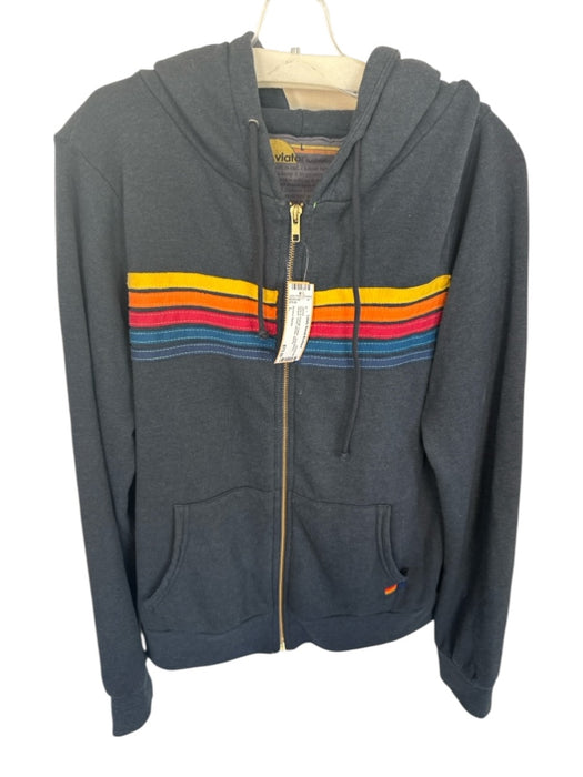 Aviator Nation Size L Gray & Orange Cotton Long Sleeve Striped Hood Jacket Gray & Orange / L