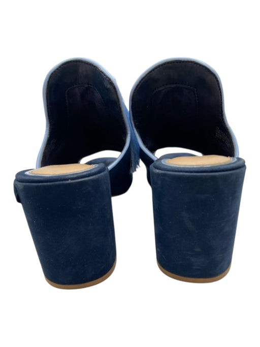 Gianni Bini Shoe Size 7 Blue Leather Suede Block Heel Tassels Mule Sandals Blue / 7