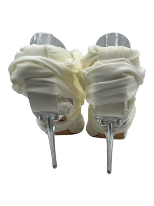 AZALEA WANG Shoe Size 6 White Textile Pointed Toe Stiletto Wrap Knotted Sandals White / 6