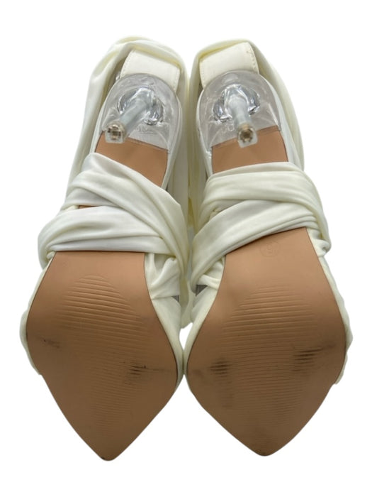 AZALEA WANG Shoe Size 6 White Textile Pointed Toe Stiletto Wrap Knotted Sandals White / 6