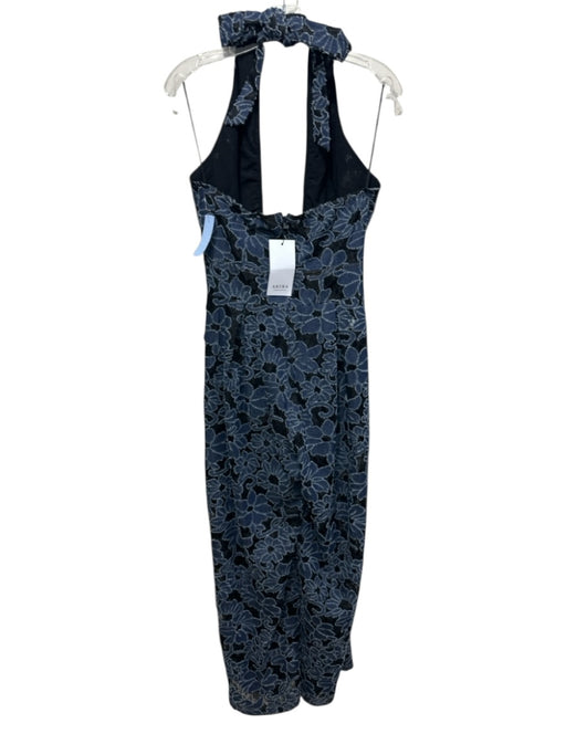 Akira Size L Blue & Black Cotton & Polyester Floral Lace Sleeveless Jumpsuit Blue & Black / L