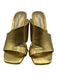 Gianni Bini Shoe Size 7.5 Gold Leather Square Toe Sculptural Heel Sandals Gold / 7.5