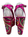 AZALEA WANG Shoe Size 7.5 Magenta & Multi Faux Leather Platform Brocade Sandals Magenta & Multi / 7.5