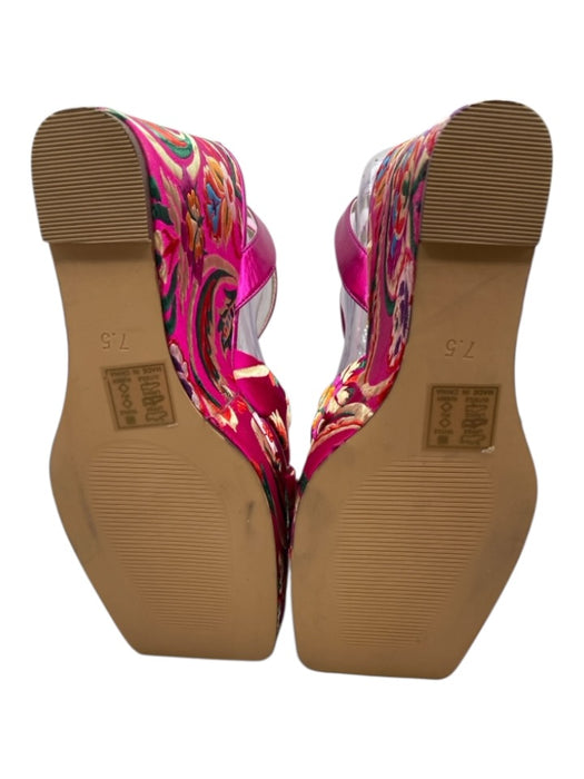 AZALEA WANG Shoe Size 7.5 Magenta & Multi Faux Leather Platform Brocade Sandals Magenta & Multi / 7.5