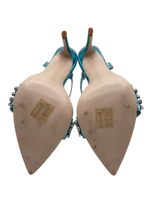AZALEA WANG Shoe Size 7 Light Blue Faux Leather Metallic Embellished Sandals Light Blue / 7