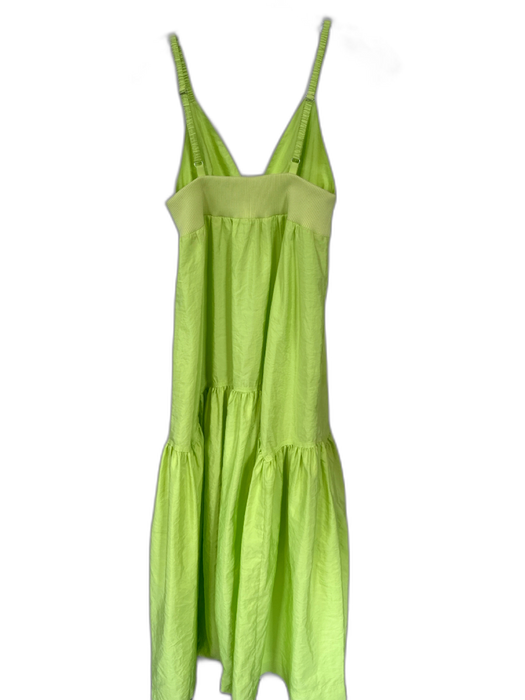 A.L.C. Size 2 Lime Green Polyester Spaghetti Strap V Neck Elastic Waist Dress Lime Green / 2