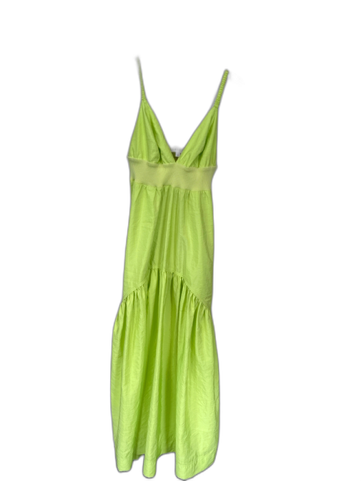A.L.C. Size 2 Lime Green Polyester Spaghetti Strap V Neck Elastic Waist Dress Lime Green / 2