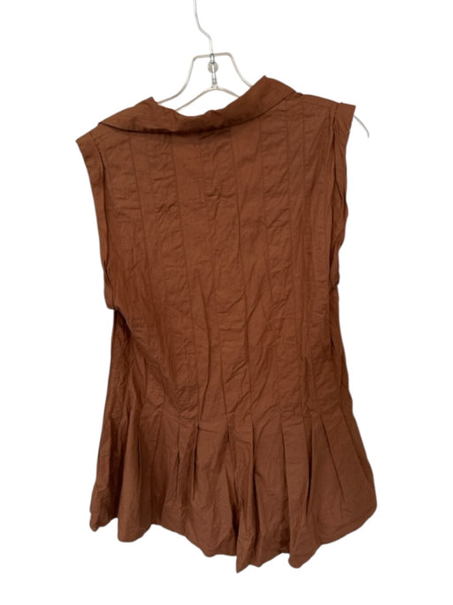 Free People Size XS Brown Cotton Sleeveless Pleat Detail Collar Dress Brown / XS