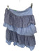 L'Academie Size XS Blue Cotton Ruffle Striped Slit Midi Skirt Blue / XS