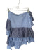 L'Academie Size XS Blue Cotton Ruffle Striped Slit Midi Skirt Blue / XS