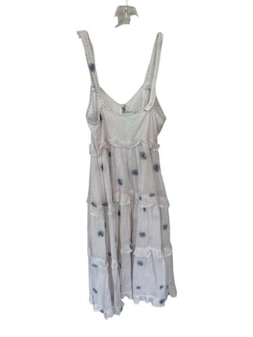 Free People Size XS White Cotton Polka Dots Flower Tie Strap Maxi Dress White / XS