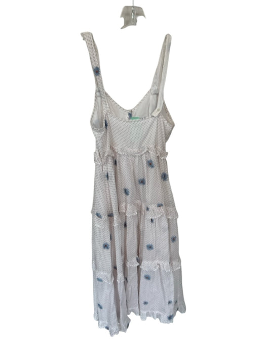 Free People Size XS White Cotton Polka Dots Flower Tie Strap Maxi Dress White / XS