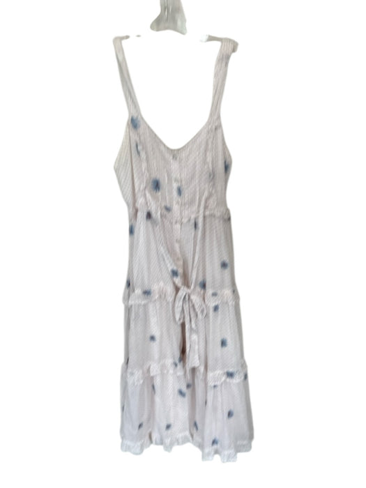 Free People Size XS White Cotton Polka Dots Flower Tie Strap Maxi Dress White / XS