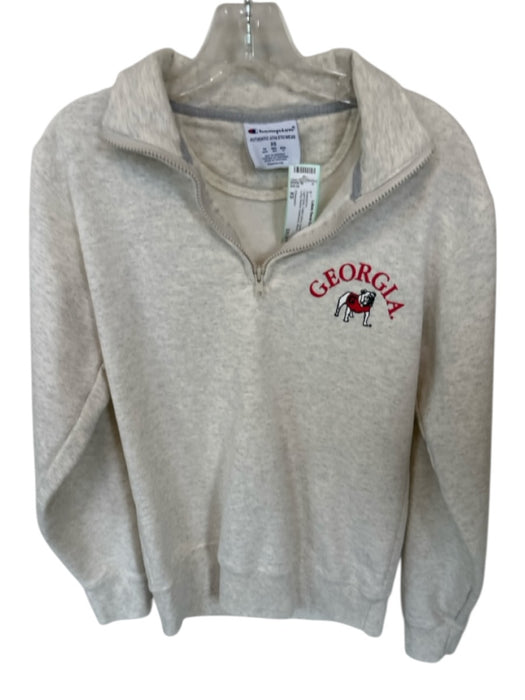 Champion Size XS Light Grey Cotton Blend Quarter Zip Long Sleeve Sweatshirt Light Grey / XS