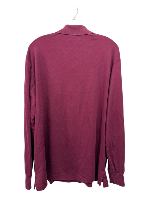 Polo Size XL Dark Red Cotton Blend Solid Polo Men's Long Sleeve Shirt Dark Red / XL