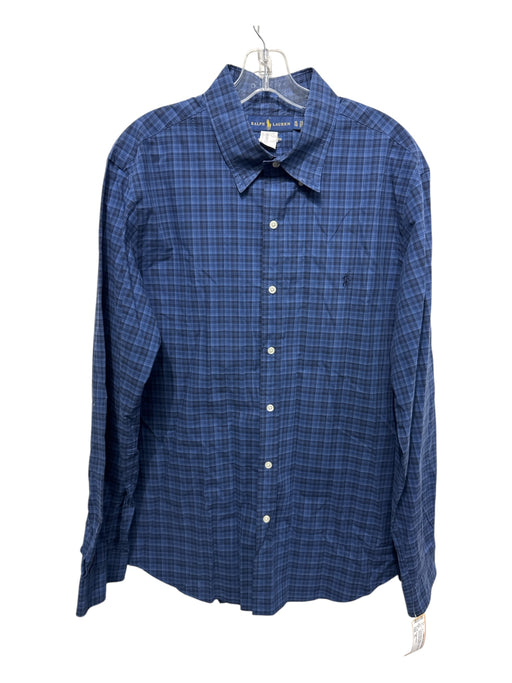 Ralph Lauren Size XL Blue & Navy Cotton Plaid Button up Men's Long Sleeve Shirt Blue & Navy / XL