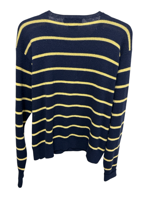 Polo Size XL Blue & Yellow Lambswool Striped Crewneck Men's Sweater Blue & Yellow / XL