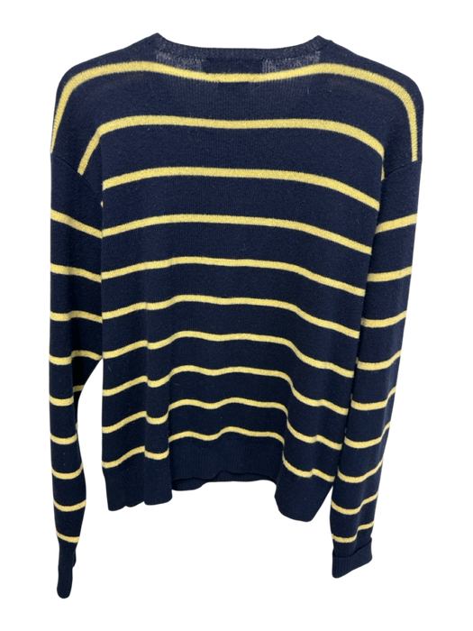 Polo Size XL Blue & Yellow Lambswool Striped Crewneck Men's Sweater Blue & Yellow / XL