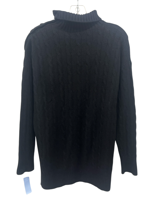 Polo Size M Black Wool Solid Cable Knit Men's Sweater Black / M