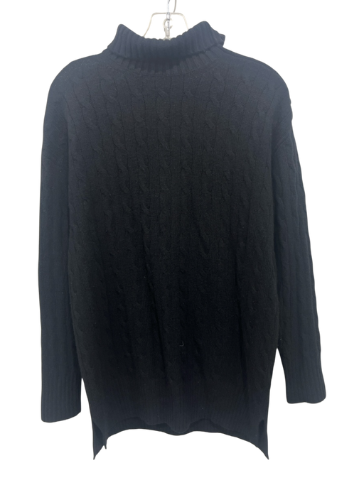 Polo Size M Black Wool Solid Cable Knit Men's Sweater Black / M