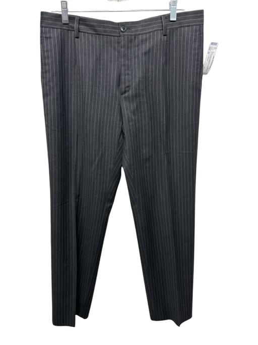 Dolce & Gabbana Size 50 Gray & White Virgin Wool Striped Zip Fly Men's Pants Gray & White / 50