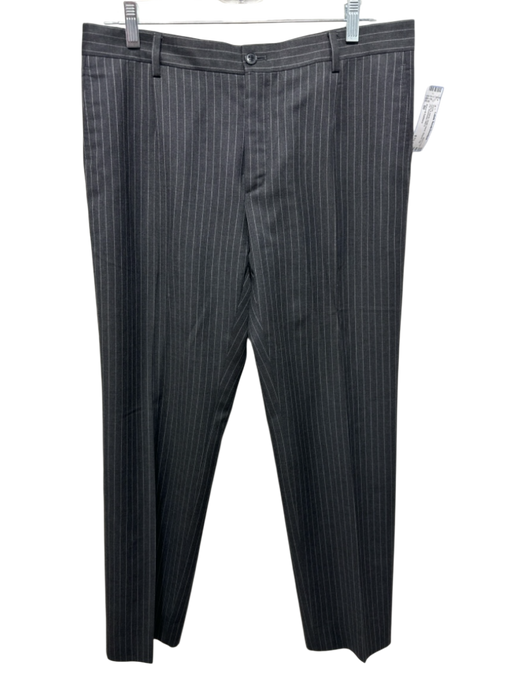 Dolce & Gabbana Size 50 Gray & White Virgin Wool Striped Zip Fly Men's Pants Gray & White / 50