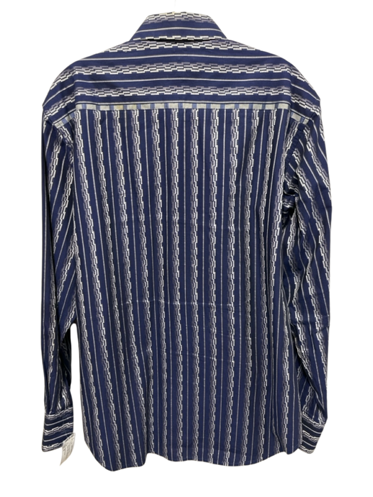 Robert Graham Size M Navy & White Cotton All Over Print Men's Long Sleeve Shirt Navy & White / M