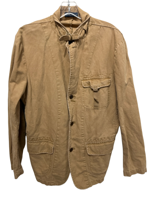 Polo Size M Brown Cotton Solid Button Men's Jacket Brown / M