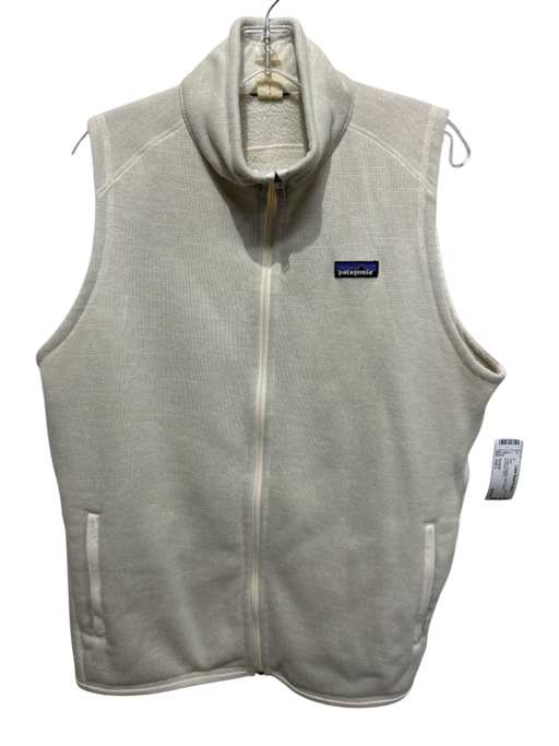 Patagonia Size Est L Cream Polyester Solid Zipper Men's Vest Cream / Est L