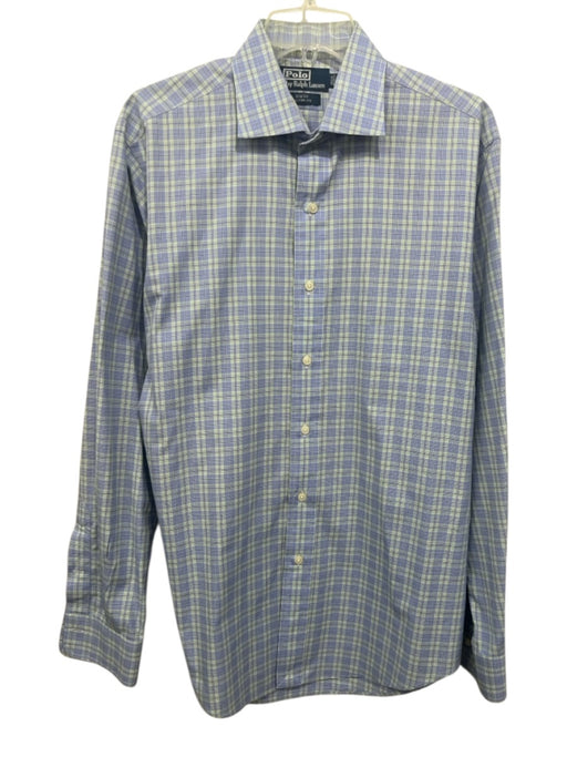 Polo Size L Blue & Green Cotton Plaid Button Down Men's Long Sleeve Shirt Blue & Green / L