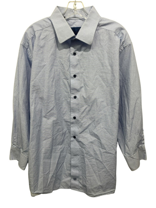 David Donahue Size 18 Blue & White Cotton Grid Button up Men's Long Sleeve Shirt Blue & White / 18