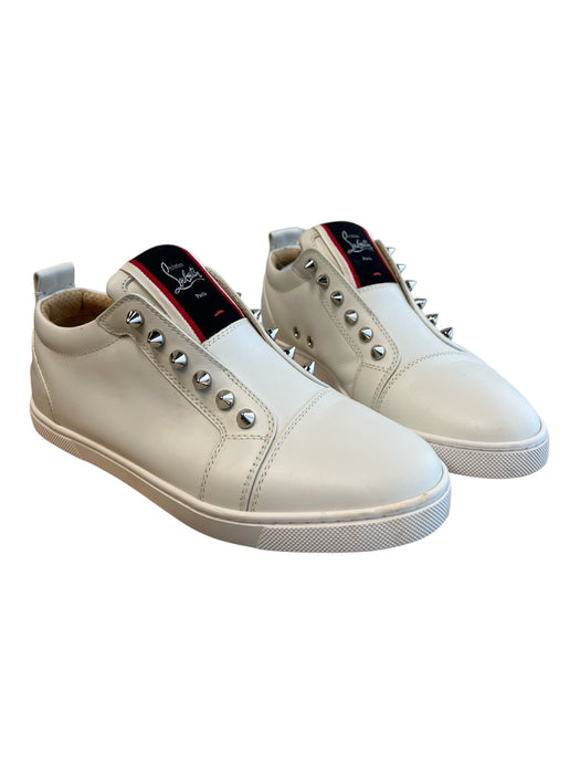 Christian Louboutin Shoe Size 39 White Leather Spike Detail Round Toe Shoes White / 39