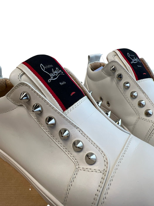 Christian Louboutin Shoe Size 39 White Leather Spike Detail Round Toe Shoes White / 39