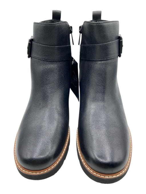 naturalizer Shoe Size 7.5 Black Leather Side Zip Ankle Buckle Round Toe Boots Black / 7.5