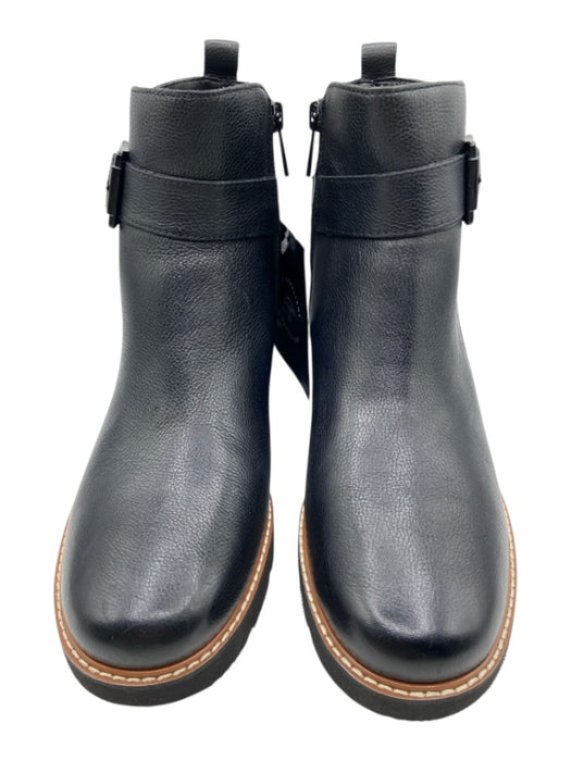 naturalizer Shoe Size 7.5 Black Leather Side Zip Ankle Buckle Round Toe Boots Black / 7.5