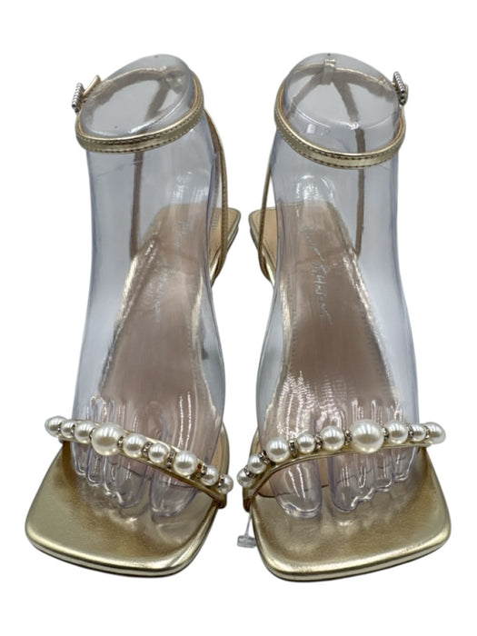 Betsy Johnson Shoe Size 7 Gold Metallic Pearl Heels STRAP ANKLE Sandal Heels Gold Metallic / 7