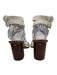 Michael Kors Shoe Size 6 White & Brown Leather Silver Studs Ankle Buckle Sandals White & Brown / 6