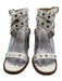 Michael Kors Shoe Size 6 White & Brown Leather Silver Studs Ankle Buckle Sandals White & Brown / 6