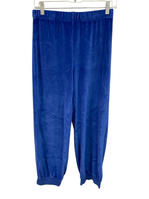 Suzie Kondi Size S Blue Cotton Blend Elastic Waistband Velour Sweat Pants Blue / S