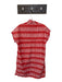 Brooke Wright Size M Orange & White Cotton Cap Sleeve Lines V Neck Shift Dress Orange & White / M