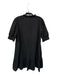 Sofia Size Est S Black Cotton Short Balloon Sleeve Button Down Belted Dress Black / Est S