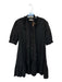 Sofia Size Est S Black Cotton Short Balloon Sleeve Button Down Belted Dress Black / Est S