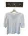 Nation Size M White Pima Cotton 3/4 Balloon Sleeve V Neck Top White / M