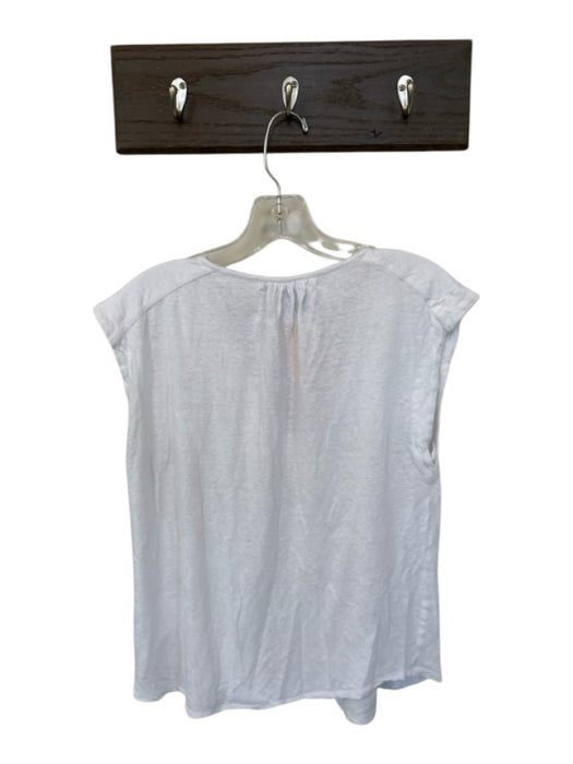 Brochu Walker Size M White Linen Cap Sleeve V Neck Smocked Neck Detail Top White / M