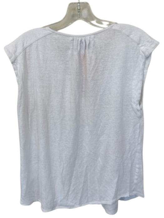Brochu Walker Size M White Linen Cap Sleeve V Neck Smocked Neck Detail Top White / M