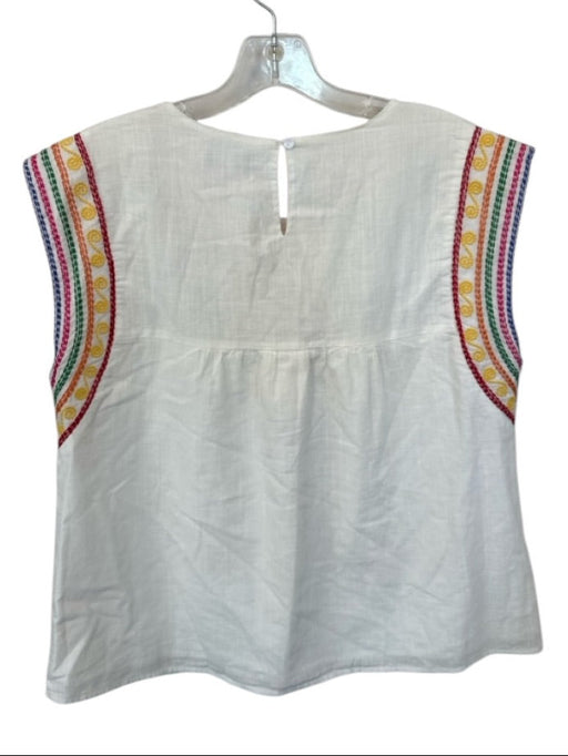 Joy Joy Size L White & Multi Cotton Cap Sleeve Embroidered Detail Elephant Top White & Multi / L