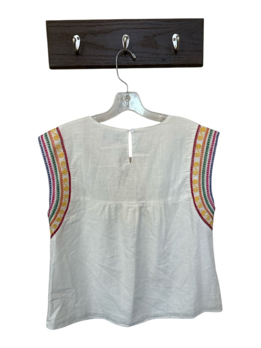 Joy Joy Size L White & Multi Cotton Cap Sleeve Embroidered Detail Elephant Top White & Multi / L