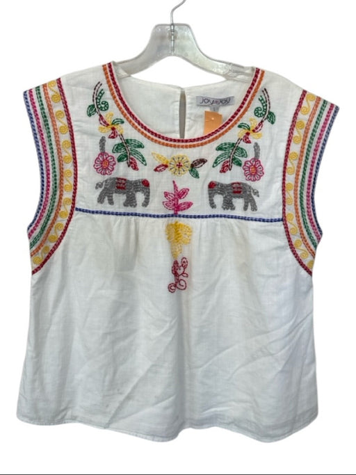 Joy Joy Size L White & Multi Cotton Cap Sleeve Embroidered Detail Elephant Top White & Multi / L